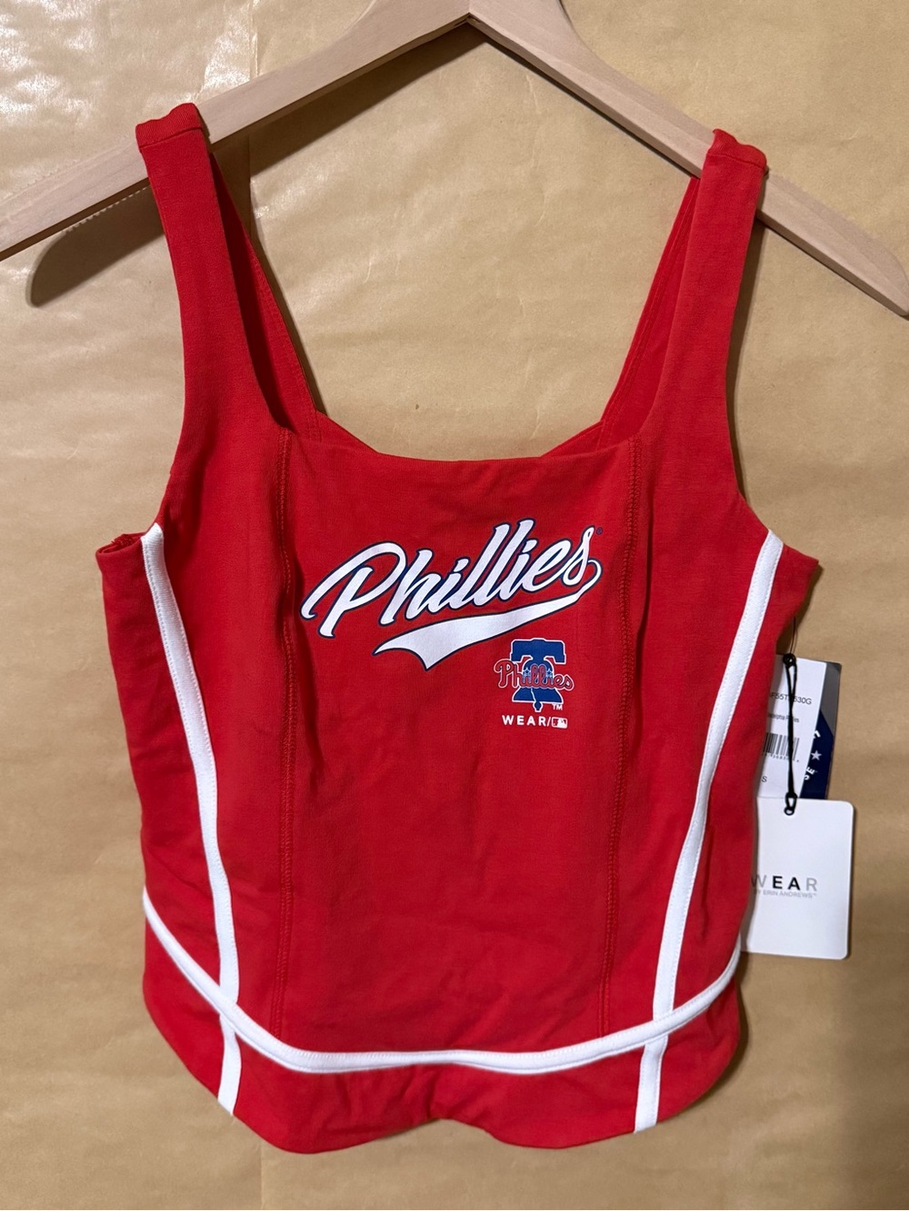 WEAR by Erin Andrews Phillies Square Neck Tank Top Red Small NWT